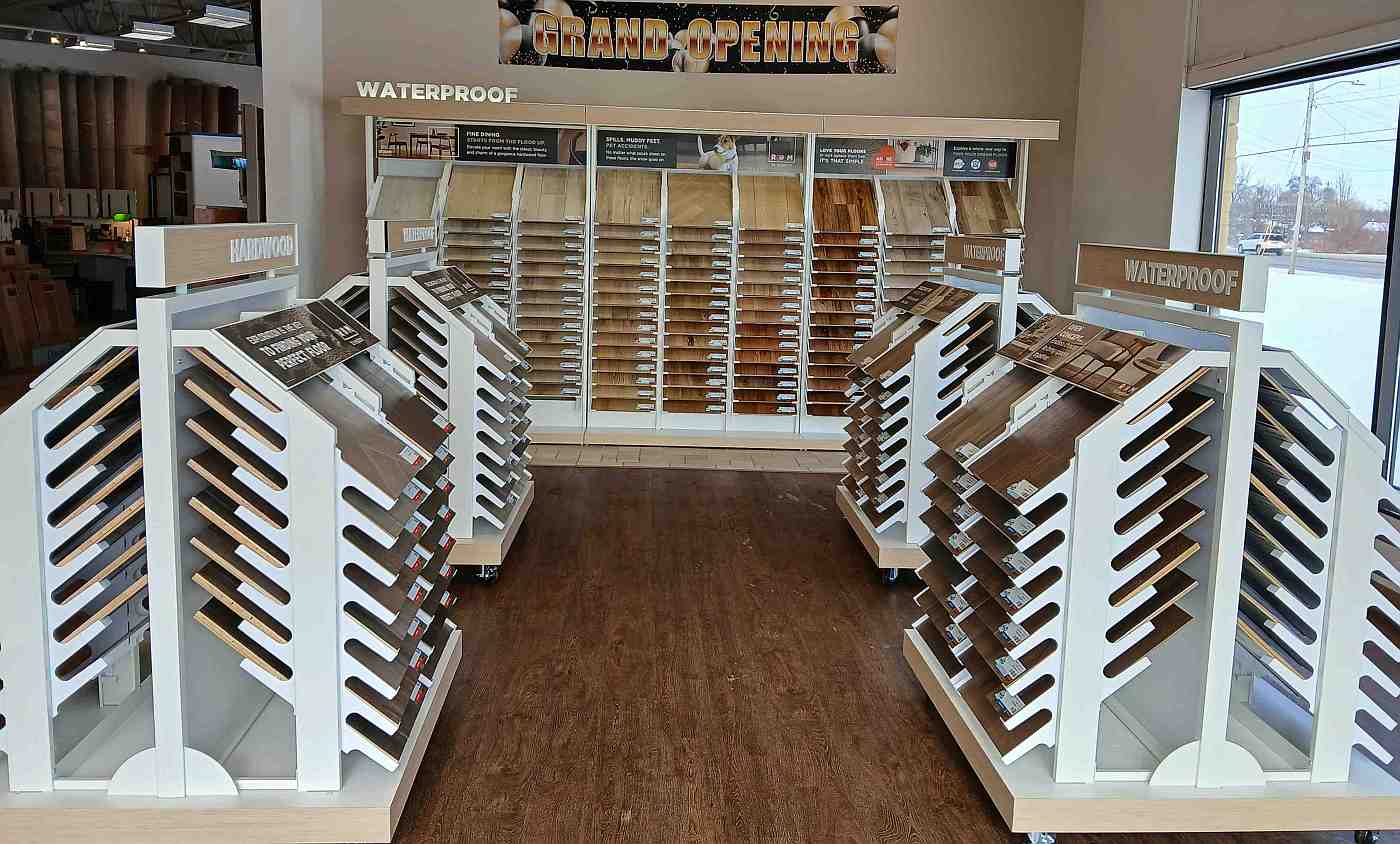 Waterproof and Hardwood Flooring displays at Karen's Carpetmax of Flint