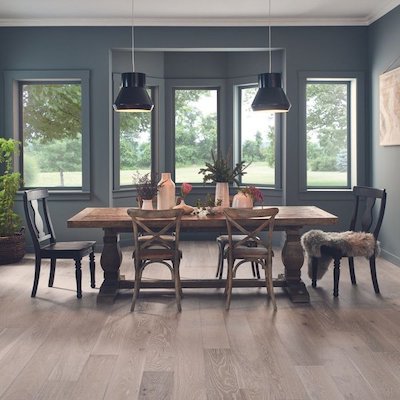 hardwood flooring in a dining room